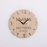 Personalised wooden wedding clock