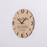 Personalised wooden wedding clock