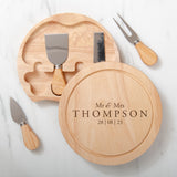 Personalised wedding cheese board and tools