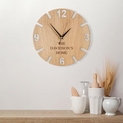 Personalised wooden family clock - Stag Design