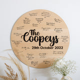Alternative circle maple guest book sign